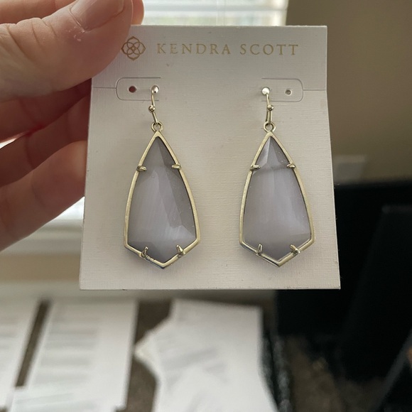 Kendra Scott Carla  in gold and slate cats eye dripp earrings - Picture 3 of 7